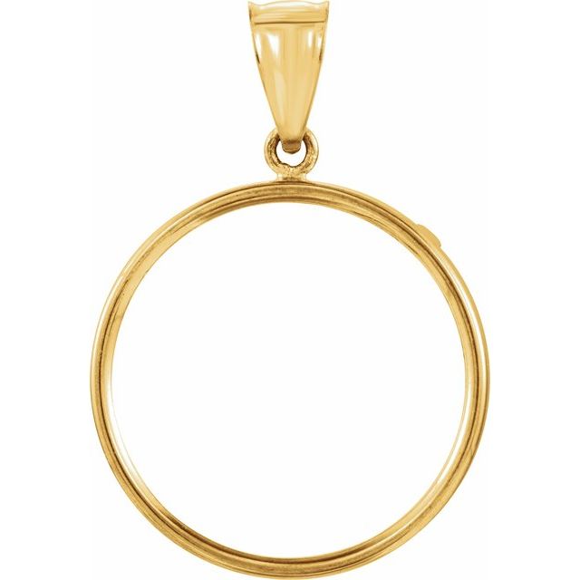 14K Yellow Coin Frame Bezel Pendant Mounting for 22.5x1.4 mm Coin