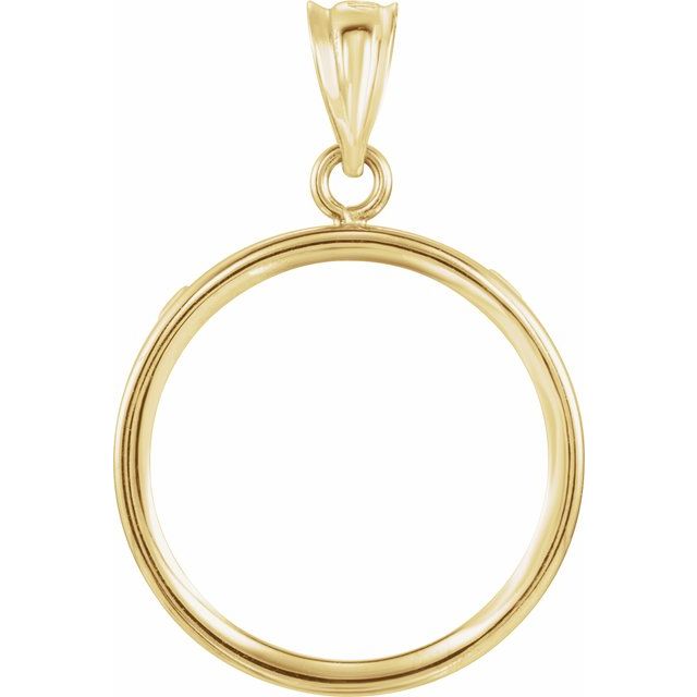14K Yellow Coin Frame Bezel Pendant Mounting for 17.9x1.2 mm Coin