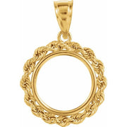 14K Yellow Coin Frame Bezel Pendant Mounting for 13.9x1 mm Coin