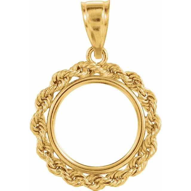 14K Yellow Coin Frame Bezel Pendant Mounting for 13.9x1 mm Coin
