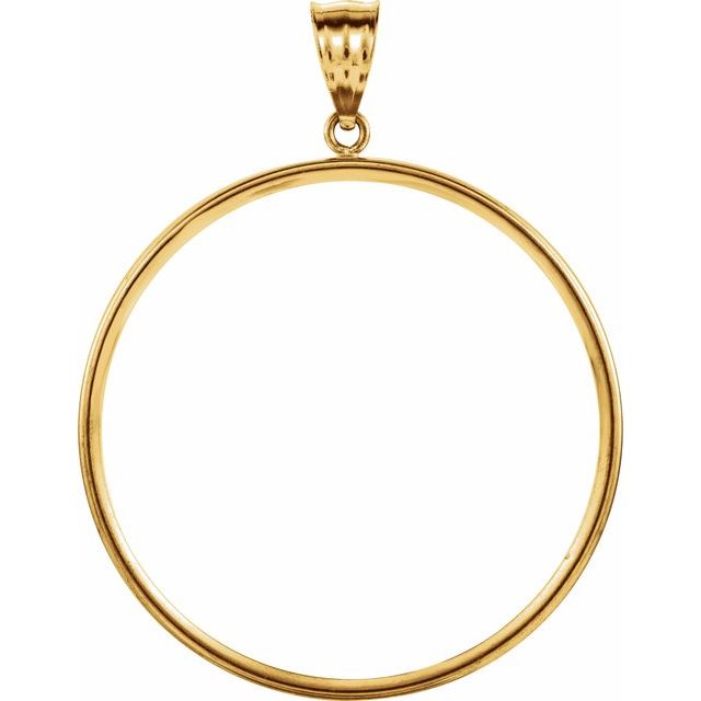 14K Yellow Coin Frame Bezel Pendant Mounting for 37x2.6 mm Coin