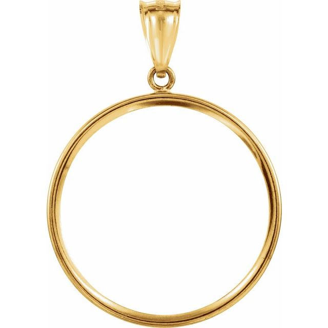 14k Yellow Coin Frame Bezel Pendant Mounting For 27x2 Mm Coin