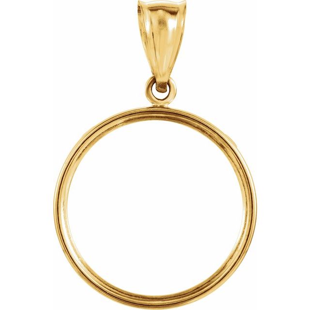 14K Yellow Coin Frame Bezel Pendant Mounting for 20x1.7 mm Coin