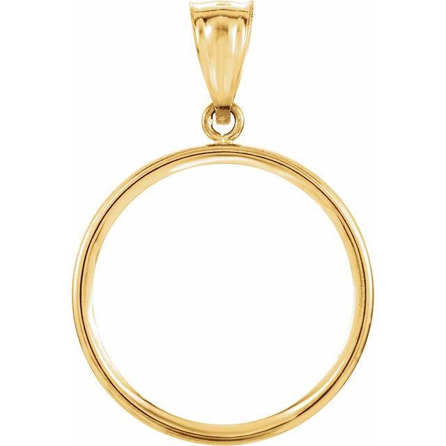 14K Yellow Coin Frame Bezel Pendant Mounting for 22x1.8 mm Coin