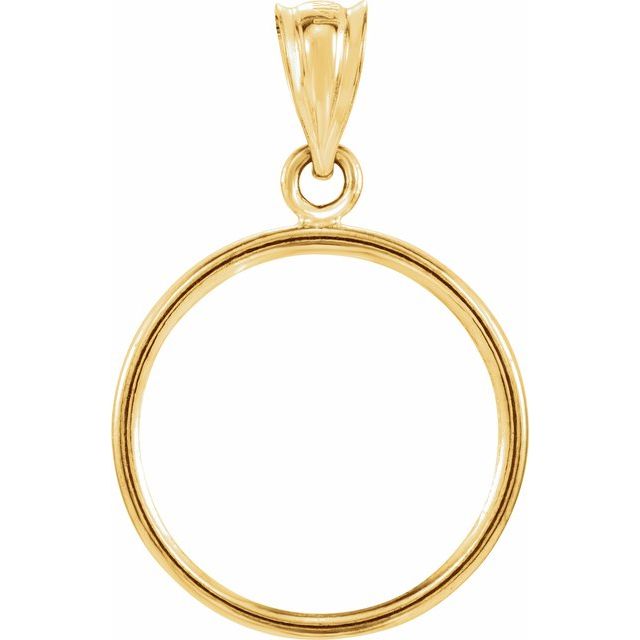 14K Yellow Coin Frame Bezel Pendant Mounting for 16x1.2 mm Coin