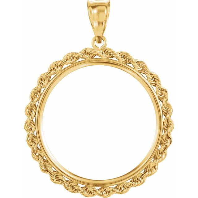 14k Yellow Coin Frame Bezel Pendant Mounting For 27x2.2 Mm Coin