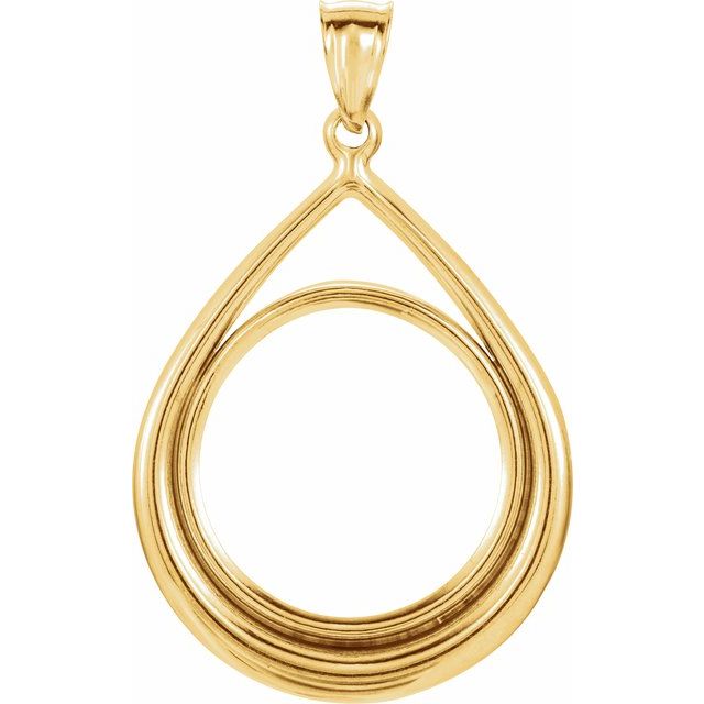 14K Yellow Coin Frame Bezel Pedant Mounting for 22x1.8 mm Coin