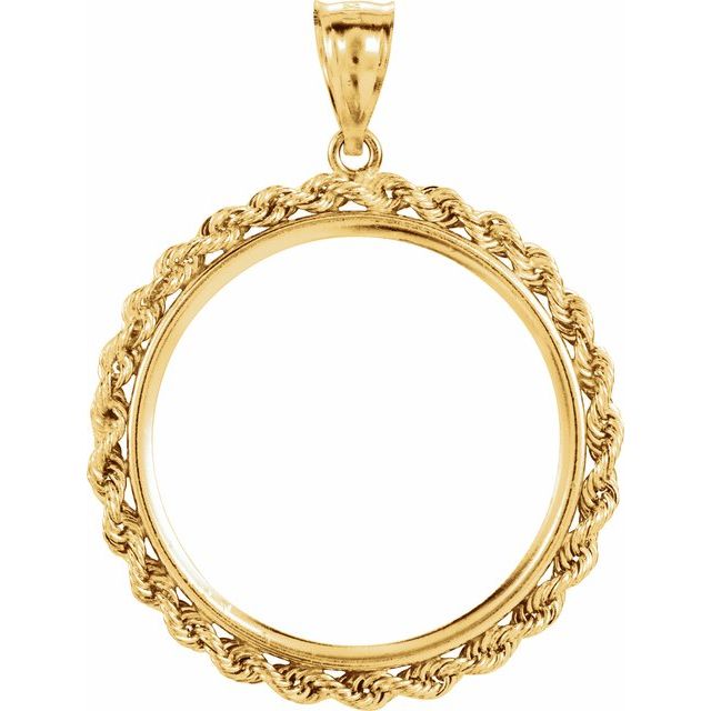 14K Yellow Coin Frame Bezel Pendant Mounting for 27x2 mm Coin