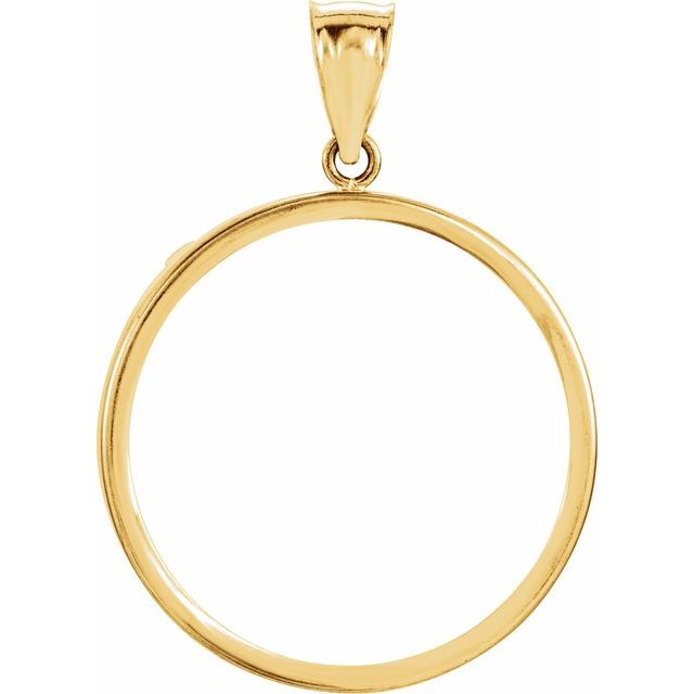 14K Yellow Coin Frame Bezel Pendant Mounting for 27x2.2 mm Coin