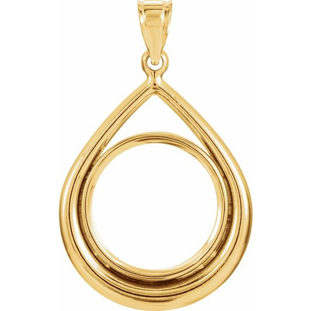 14K Yellow Coin Frame Bezel Pendant Mounting for 17.9x1.2 mm Coin