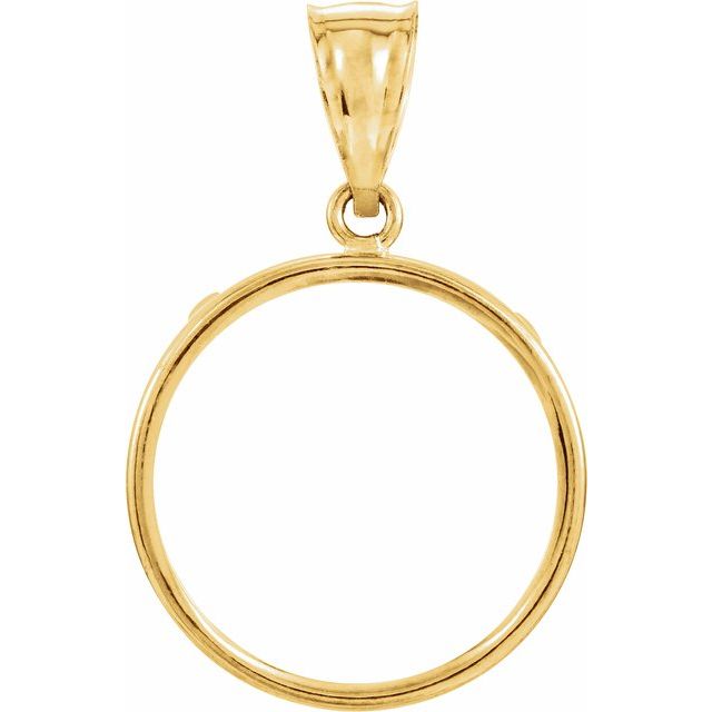 14K Yellow Coin Frame Bezel Pendant Mounting for 19x1.1 mm Coin