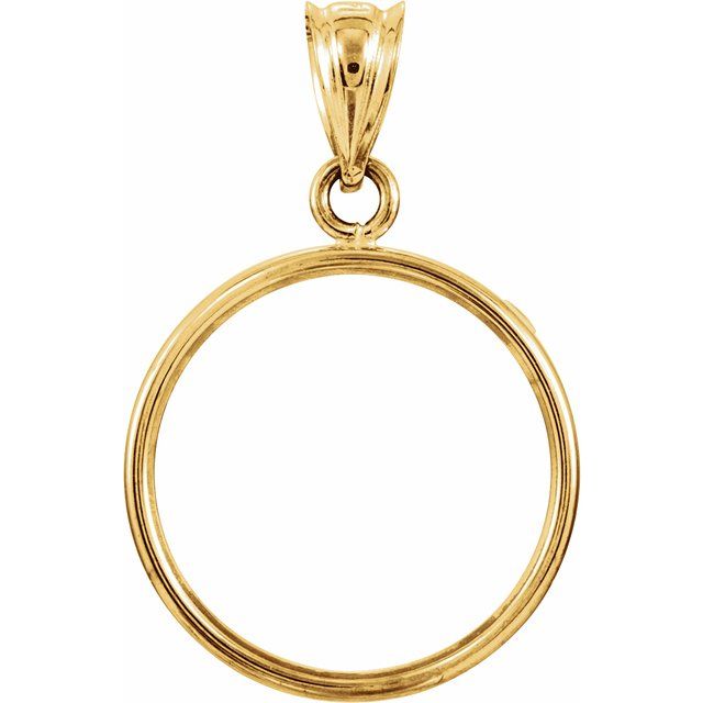 14K Yellow Coin Frame Bezel Pendant Mounting for 15.6x.86 mm Coin