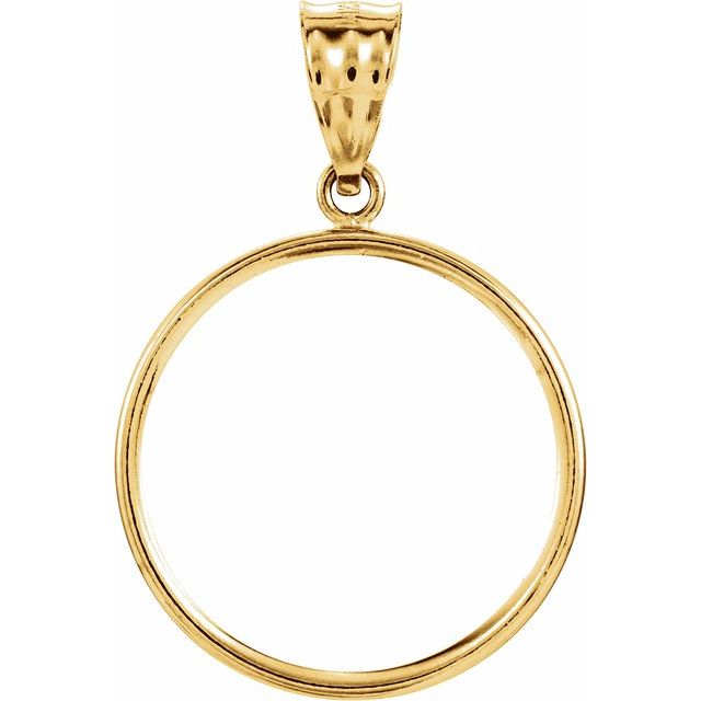 14k Yellow Coin Frame Bezel Pendant Mounting For 21.5x1.5 Mm Coin