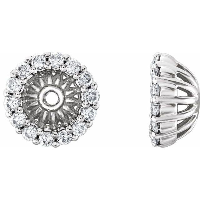 14k White 1/6 Ctw Natural Diamond Earring Jackets With 4.1 Mm Id