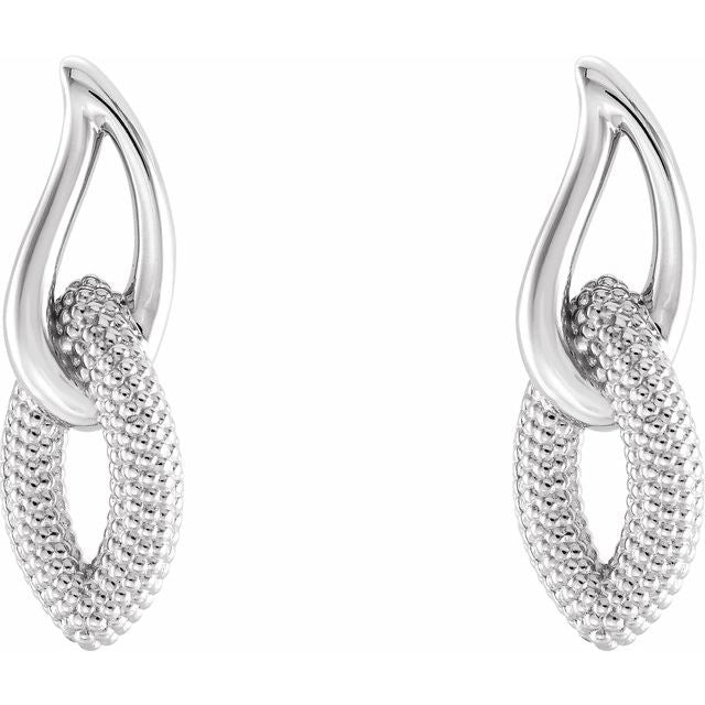 14k White Beaded Drop Earrings
