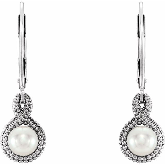 14k White Beaded Cultured Freshwater Pearl Earrings