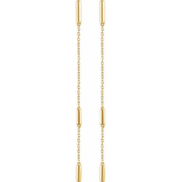 14k Yellow Bar Chain Earrings
