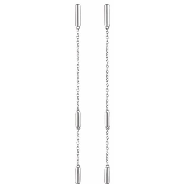 14k White Bar Chain Earrings