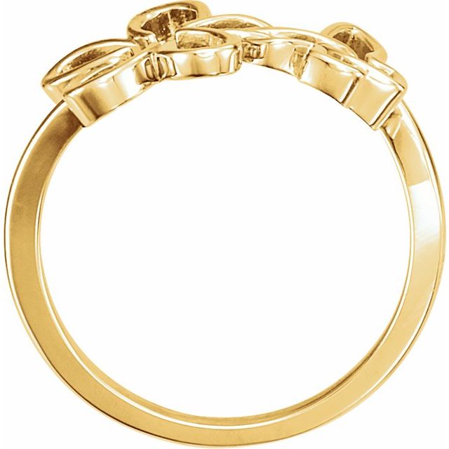 14K Yellow Floral & Butterfly Ring