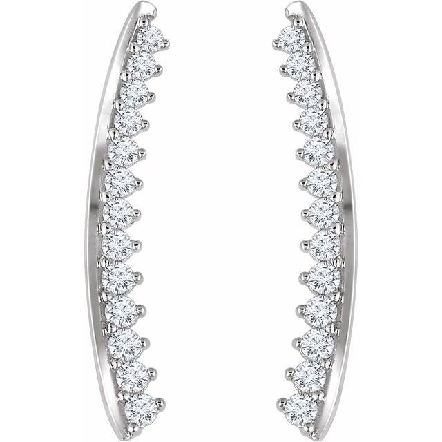 14k White 1/3 Ctw Natural Diamond Ear Climbers