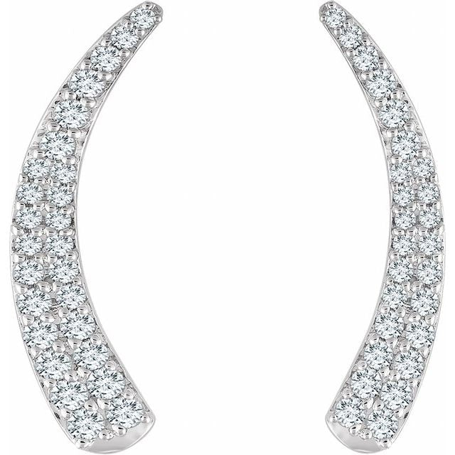 14k White 3/8 Ctw Natural Diamond Ear Climbers