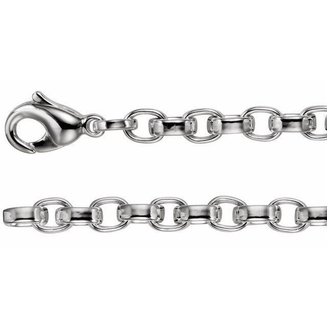 Sterling Silver 6.75 mm Flat Cable 7' Chain