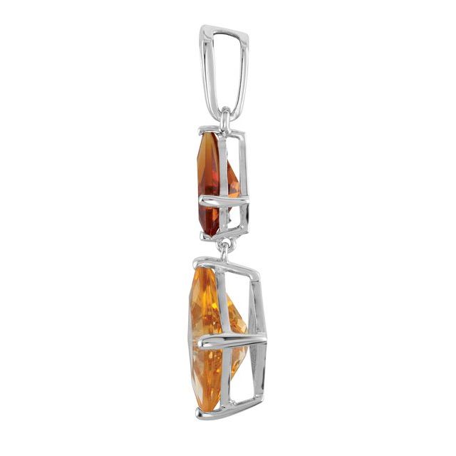 Sterling Silver Natural Madeira, Natural Citrine & .025 CTW Natural Diamond Pendant