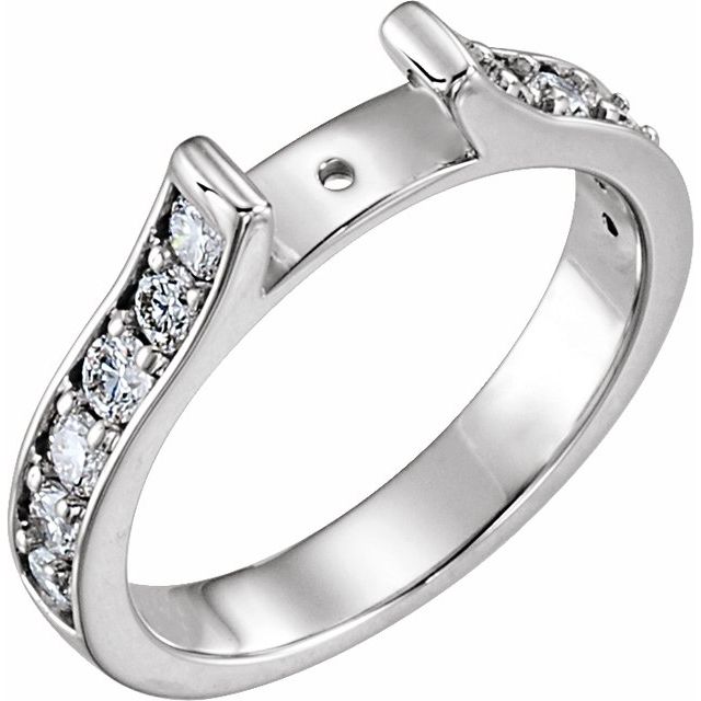 14K White 3/4 CTW Natural Diamond Cathedral Peg Shank
