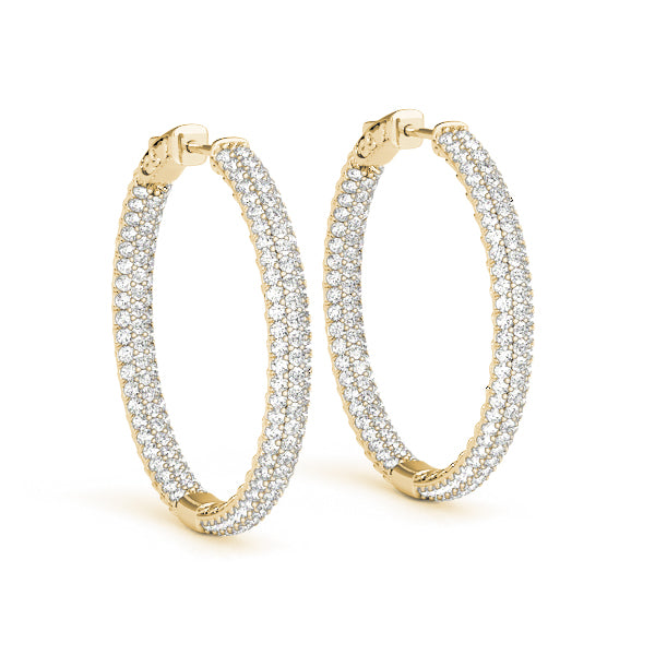 1.5 Inch 3 Row Pave Round Hoop