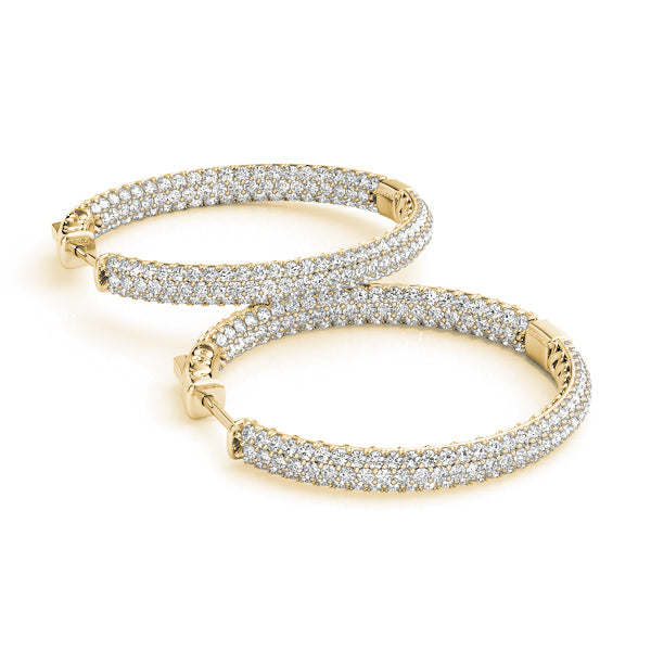 1.5 Inch 3 Row Pave Round Hoop