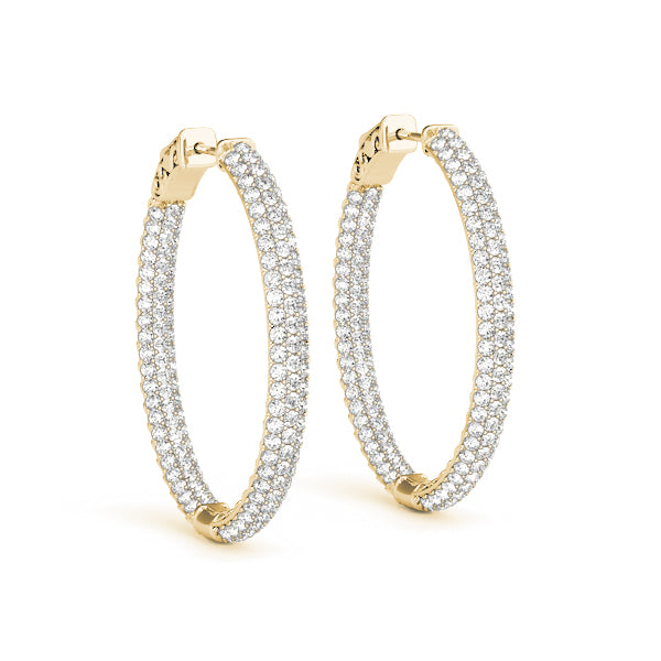 1.6 Inch 3 Row Pave Oval Hoop