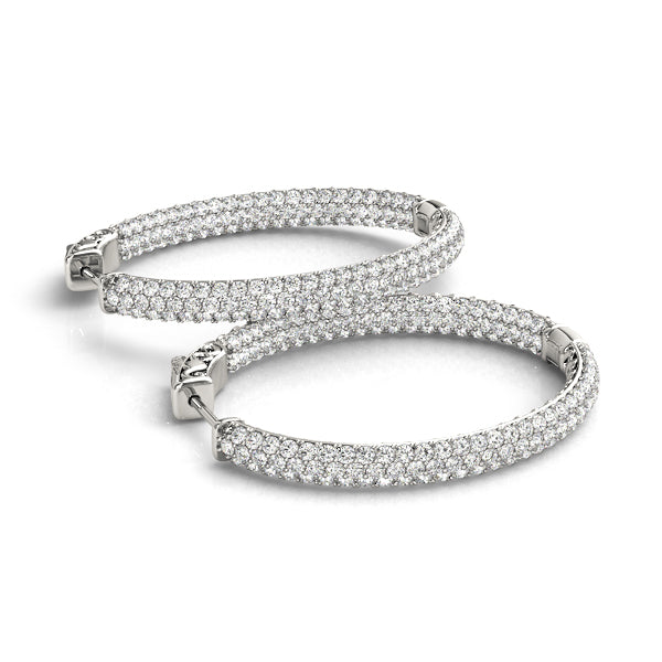 1.5 Inch 3 Row Pave Oval Hoop