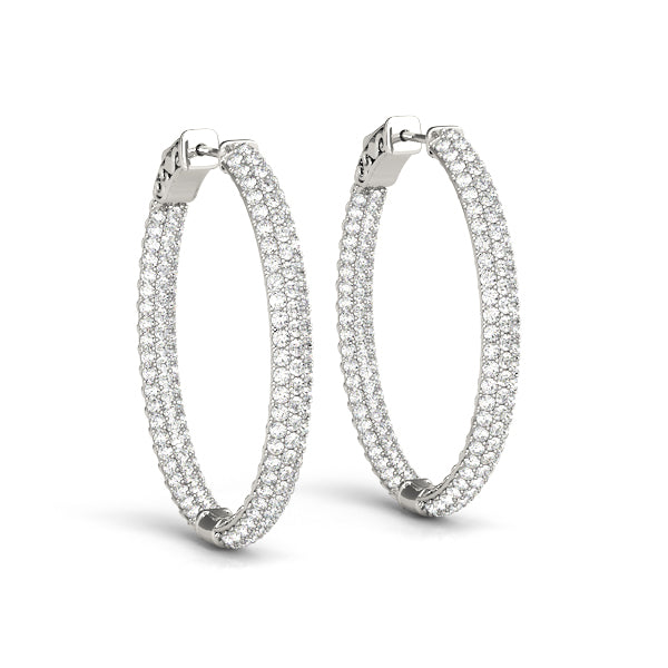 1.5 Inch 3 Row Pave Oval Hoop