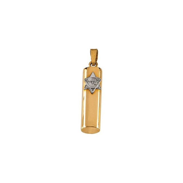 14K Yellow/White 21x5 mm Mezuzah Pendant