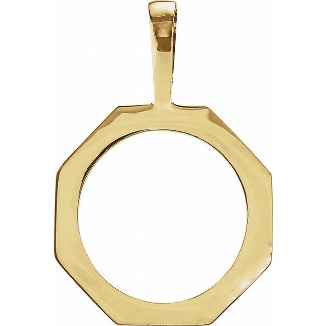 14K Yellow Coin Frame Bezel Pendant Mounting for 15x.76 mm Coin