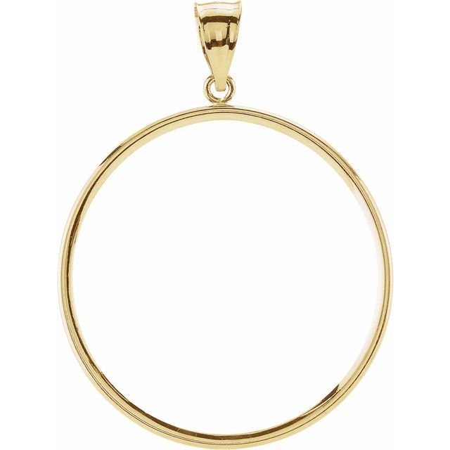 14K Yellow Coin Frame Bezel Pendant Mounting for 34.3x2.4 mm Coin