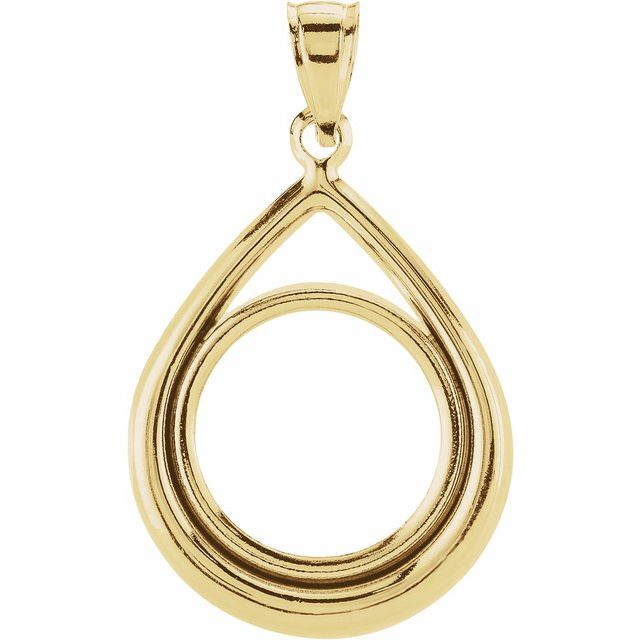 14K Yellow Coin Frame Bezel Pendant Mounting for 16.4x1.1 mm Coin