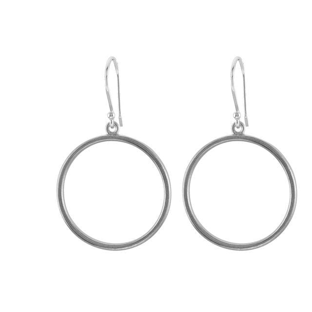 14k White Circle Earrings