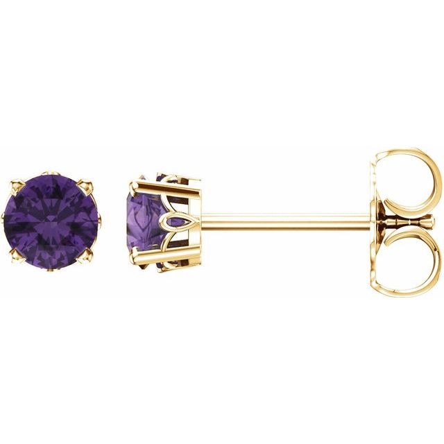 14k Yellow Natural Amethyst 4-prong Scroll Setting® Stud Earrings