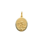 14K Yellow 14x12 mm Oval Cherub Angel Medal