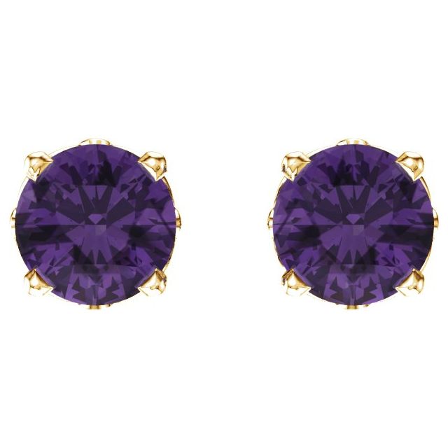 14k Yellow Natural Amethyst 4-prong Scroll Setting® Stud Earrings