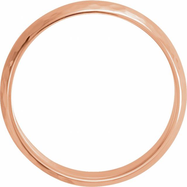 14k Rose 4 Mm Half Round Hammered Band Size 10