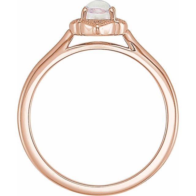 14k Rose Natural Rainbow Moonstone & .03 Ctw Natural Diamond Ring