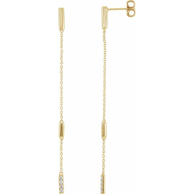 14k Yellow 1/10 Ctw Natural Diamond Chain Earrings
