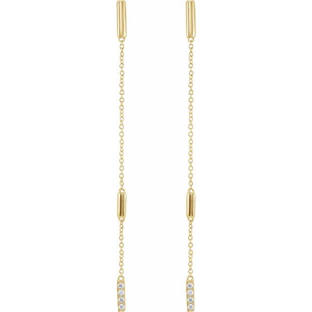 14k Yellow 1/10 Ctw Natural Diamond Chain Earrings