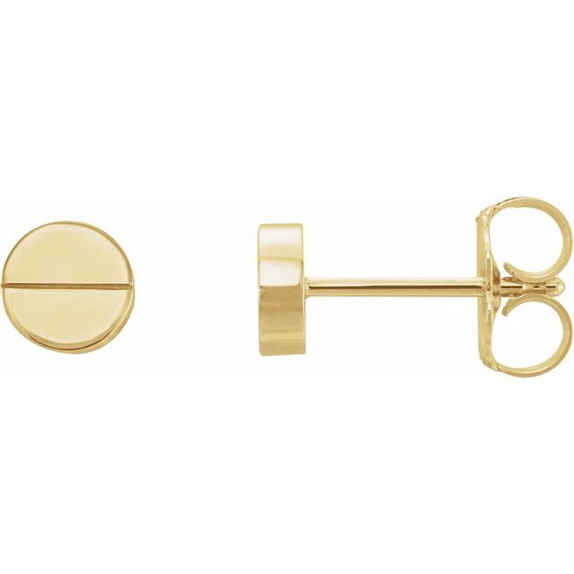 14k Yellow 4.9 Mm Geometric Friction Closure Earrings