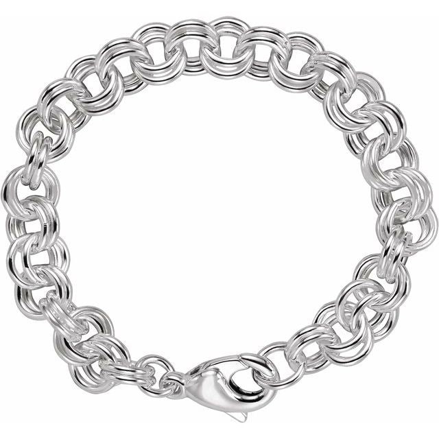 Sterling Silver 9 mm Double Link Cable 7 1/2' Chain