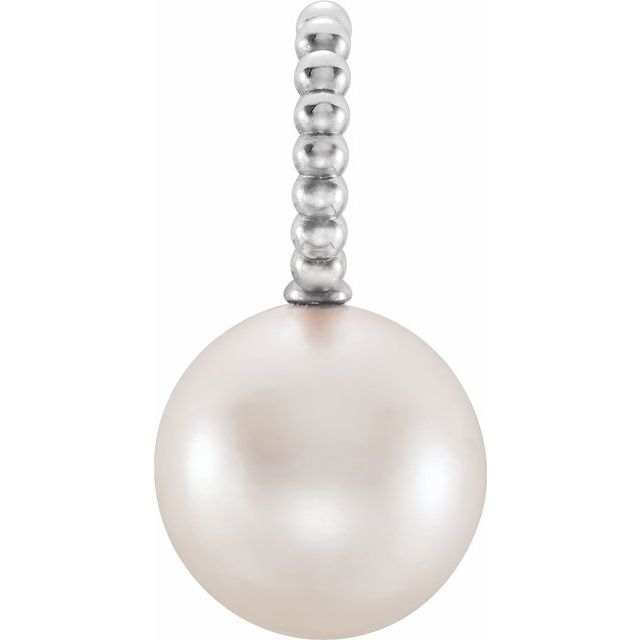 Sterling Silver Cultured White Freshwater Pearl Beaded Pendant