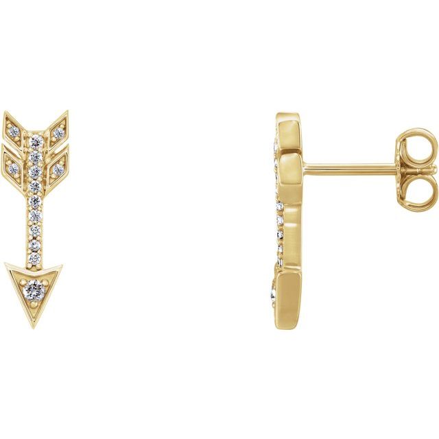 14k Yellow 1/6 Ctw Natural Diamond Arrow Earrings