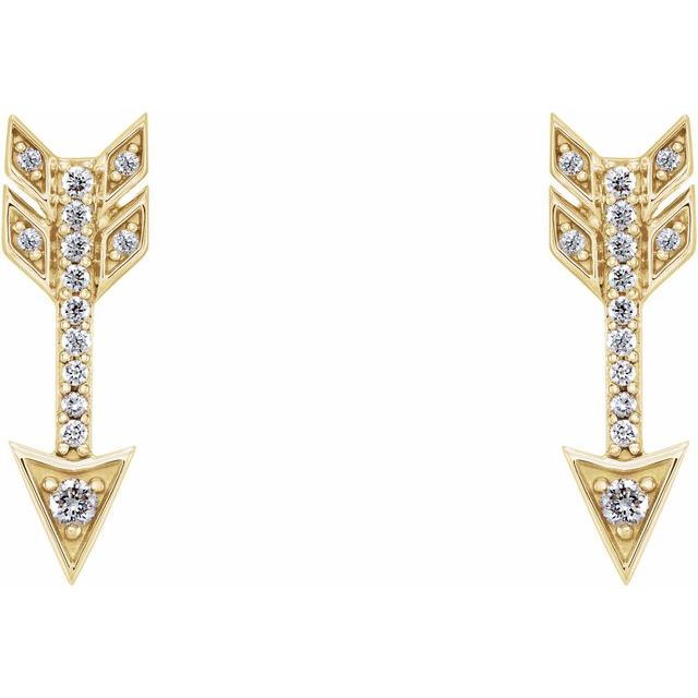 14k Yellow 1/6 Ctw Natural Diamond Arrow Earrings